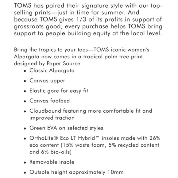 NIB Toms Alpargata Loafer Flats Soft Blue Paper Source Palm Trees Print 8 - Picture 8 of 11